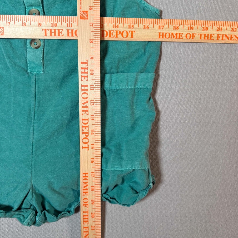 O'Neill Teal Green Button Front Tie Shoulder Romper Small Beach Boho Surfer - Picture 5 of 7